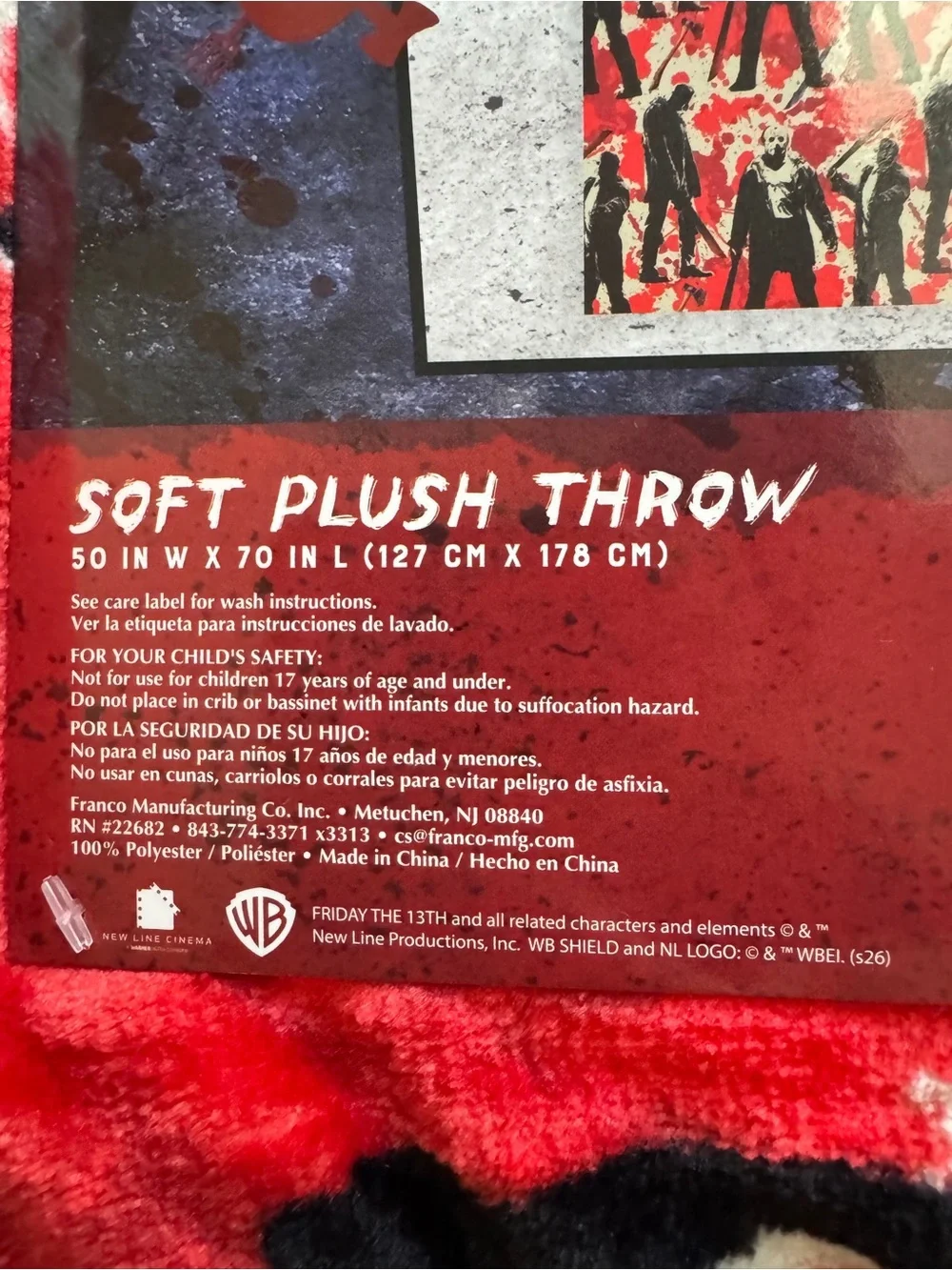 Friday the 13th Halloween Soft Plush Throw Blanket - NEW